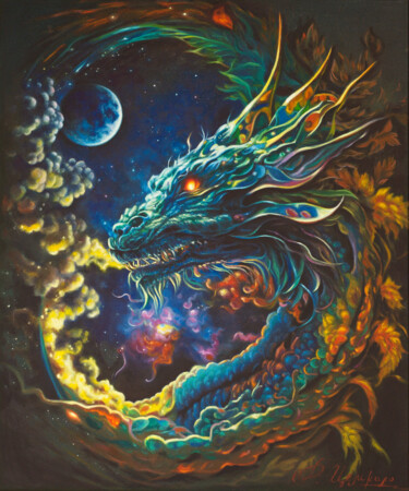 Pintura titulada "The Dragon" por Rita Cemkalo, Obra de arte original, Oleo