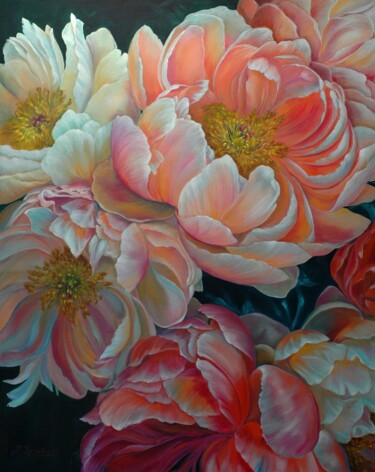 Pintura titulada "Pink flowers" por Rita Cemkalo, Obra de arte original, Oleo