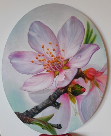 Картина под названием "Beautiful peach flo…" - Рита Цемкало, Подлинное произведение искусства, Масло