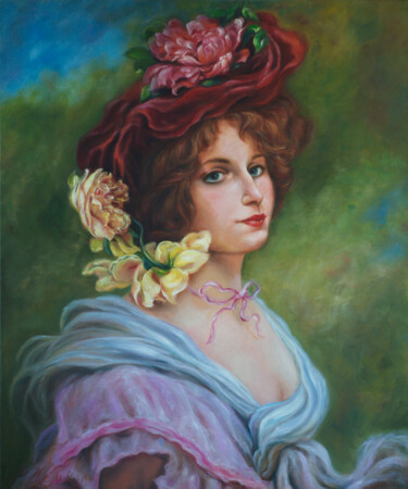 Schilderij getiteld "Portrait of a girl…" door Rita Cemkalo, Origineel Kunstwerk, Olie