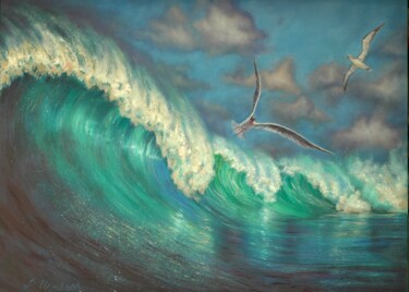 Schilderij getiteld "The Flight of a Sea…" door Rita Cemkalo, Origineel Kunstwerk, Olie
