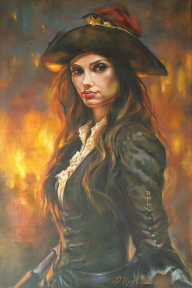 Картина под названием "Beautiful Pirate Gi…" - Рита Цемкало, Подлинное произведение искусства, Масло
