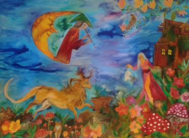 Painting titled "Fantezia" by Rita Cristina Ghise, Original Artwork, Acrylic Mounted on Wood Panel