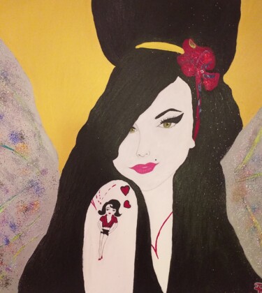 Painting titled "Amy Winehouse" by Rita De Vito, Original Artwork, Acrylic
