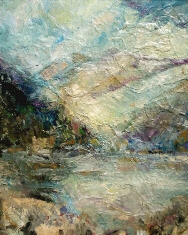 Pittura intitolato "Tra i monti" da Rita Degli Esposti, Opera d'arte originale, Olio
