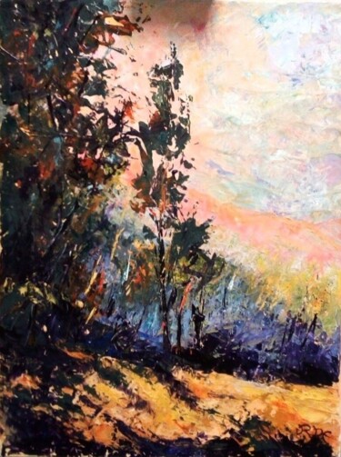 Pintura intitulada "Tra gli alberi" por Rita Degli Esposti, Obras de arte originais, Óleo