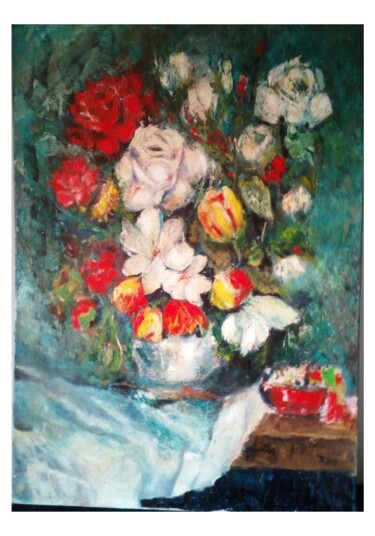 Peinture intitulée "Vaso con fiori" par Rita Degli Esposti, Œuvre d'art originale, Huile