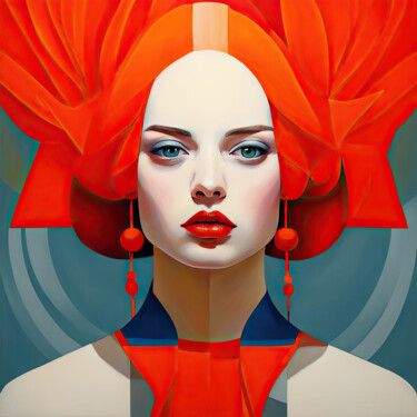 Digital Arts titled "Red Madonna" by Rita Ko, Original Artwork, Digital Painting