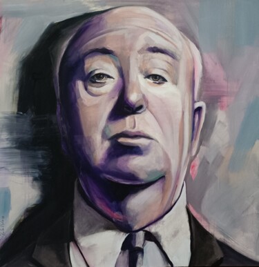 Painting titled "alfred hitchcock" by Rita Melo, Original Artwork, Oil