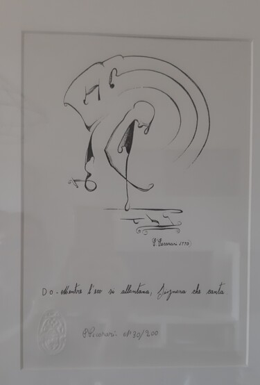 Druckgrafik mit dem Titel "Le sette note music…" von Rita Pecorari, Original-Kunstwerk, Tinte