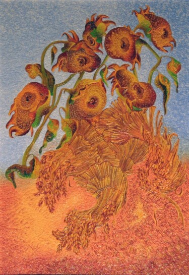 Pittura intitolato "I girasoli" da Rita Pecorari, Opera d'arte originale, Olio