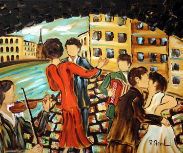 Painting titled "Sous les ponts de P…" by Rita Revil, Original Artwork, Oil