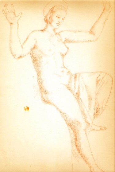 Dessin intitulée "femme-drapee-1.jpg" par Rita Wajs, Œuvre d'art originale