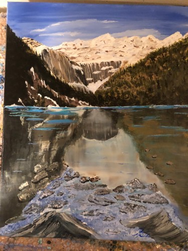 Painting titled "Lake Louise" by Rita Petrache, Original Artwork, Acrylic
