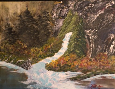 Painting titled "Mountain Landscape" by Rita Petrache, Original Artwork, Acrylic