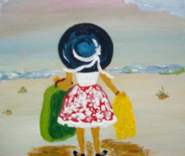 Painting titled "girl on beach.jpg" by Rita Raithel, Original Artwork