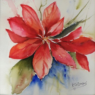 Painting titled "Euphorbia, aquarel…" by Rita Tielemans, Original Artwork, Watercolor