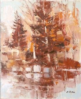 Painting titled "Au lac" by Etienne Ritter, Original Artwork, Oil