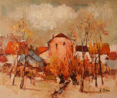 Painting titled "Rorbach-les-Dieuze" by Etienne Ritter, Original Artwork, Oil