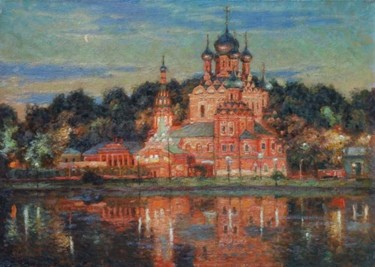 Painting titled "Вечером в Останкино." by Igor Razzhivin, Original Artwork, Oil