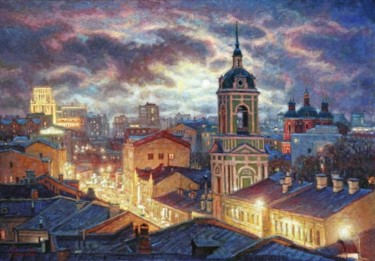 Painting titled "Магия вечера." by Igor Razzhivin, Original Artwork, Oil