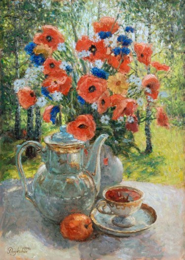 Painting titled "Дачный натюрморт." by Igor Razzhivin, Original Artwork, Oil