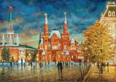 Painting titled "Сумерки на Красной…" by Igor Razzhivin, Original Artwork, Oil