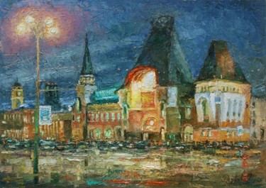 Painting titled "Ярославский вокзал." by Igor Razzhivin, Original Artwork, Oil