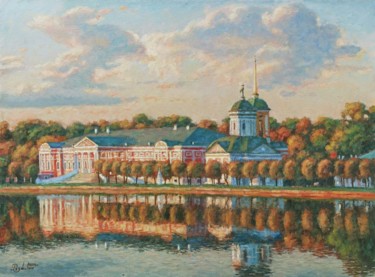 Painting titled "Осень в Кусково." by Igor Razzhivin, Original Artwork, Oil