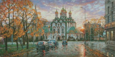 Painting titled "Комсомольский просп…" by Igor Razzhivin, Original Artwork, Oil