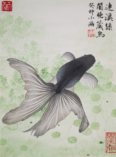 Schilderij getiteld "Mo Lan 6" door Yuxiang Liu, Origineel Kunstwerk, pigmenten