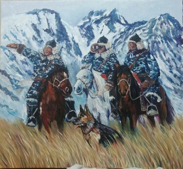 Painting titled "Пограничник" by Rizabek Zhazidolda, Original Artwork, Oil