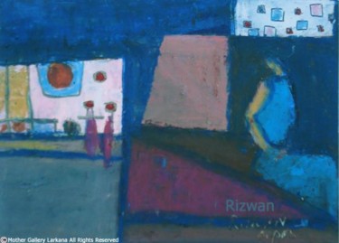 Painting titled "Women in blue" by Rizwan Ali, Original Artwork, Oil