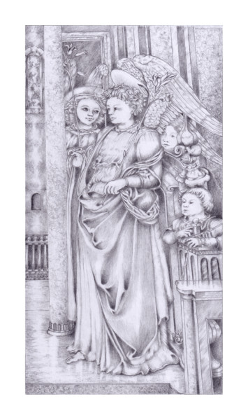 Dessin intitulée "Anges d'après Botti…" par Ruy, Jean Bardot, Œuvre d'art originale, Crayon Monté sur Autre panneau rigide