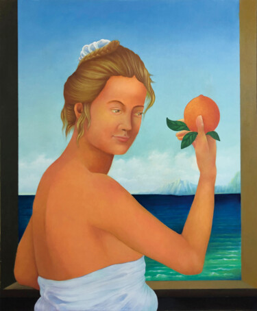 Pittura intitolato "Femme à l'orange" da Ruy, Jean Bardot, Opera d'arte originale, Olio