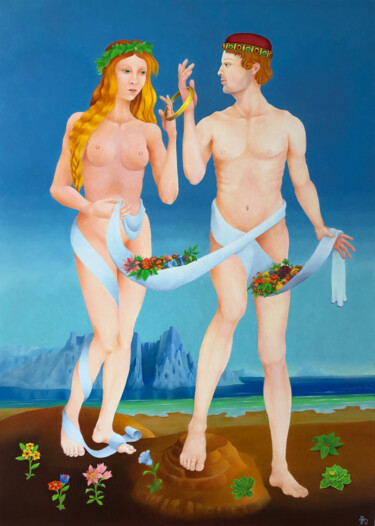 Malerei mit dem Titel "Aphrodite et Adonis" von Ruy, Jean Bardot, Original-Kunstwerk, Öl