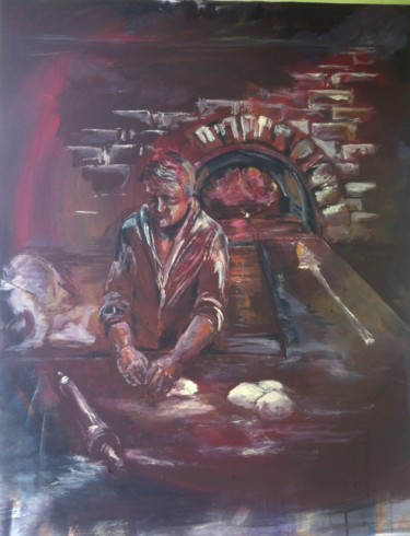 Schilderij getiteld "Emekçi" door Ramazan Kabakcı, Origineel Kunstwerk, Acryl