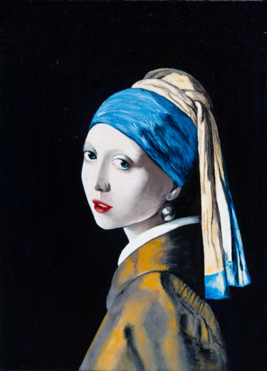 Peinture intitulée "La Jeune fille à la…" par Régine Lamotte Doncieux, Œuvre d'art originale, Huile
