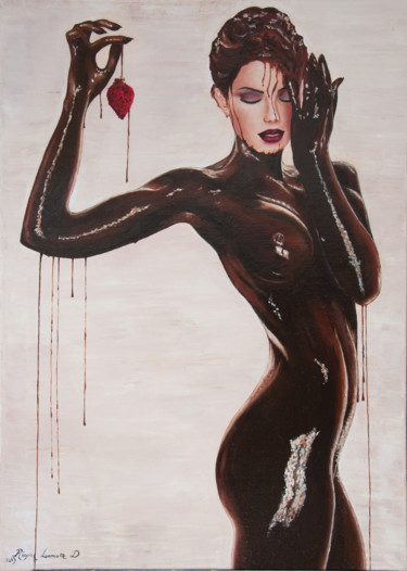 Painting titled "Dame Chocolat" by Régine Lamotte Doncieux, Original Artwork, Oil