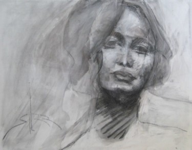 Painting titled "she was the one (17…" by Richard Herr, Original Artwork, Charcoal
