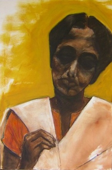 Painting titled "golden eyes shadow…" by Richard Herr, Original Artwork, Acrylic
