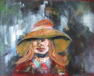 Painting titled "Hat Girl 28pfp" by Richard Herr, Original Artwork, Acrylic