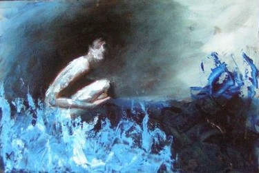 Painting titled "Crouching Darkness…" by Richard Herr, Original Artwork, Acrylic