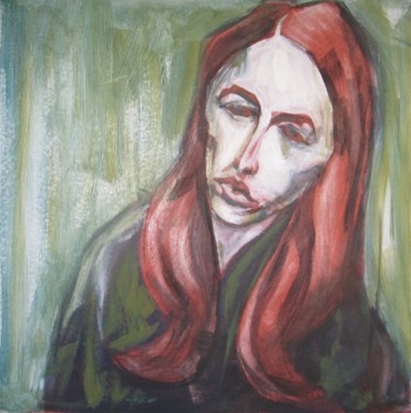 Painting titled "red sad 86pfp" by Richard Herr, Original Artwork, Acrylic