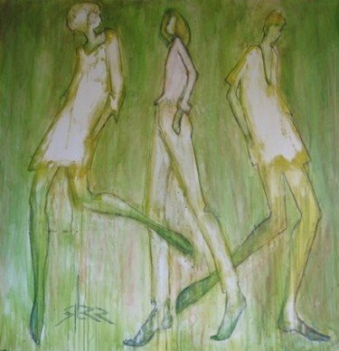 Painting titled "Green Three 26pefp" by Richard Herr, Original Artwork, Acrylic