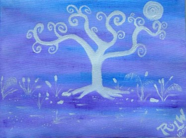 Painting titled "Tree of White" by Rlwinkart, Original Artwork, Oil