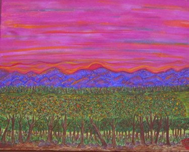 Painting titled "Orchard Pink Sky" by Rlwinkart, Original Artwork, Oil
