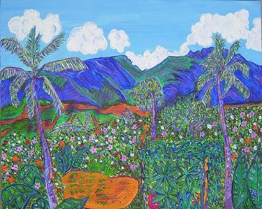 Painting titled "Maui Mountians" by Rlwinkart, Original Artwork, Oil