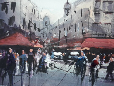Painting titled "Street city" by Ricardo Massucatto, Original Artwork, Gouache