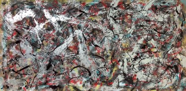 Painting titled "No.52 AbEx Abstract…" by Robert Miskines, Original Artwork, Enamel